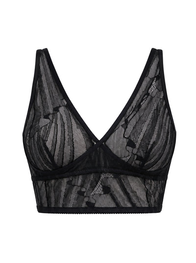 Desire Longline Crossover Bra - Black Lace